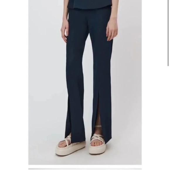 NWT Jonathan Simkhai Chase Front Slit Cotton-blend Pants Midnight size 10 - Picture 1 of 11